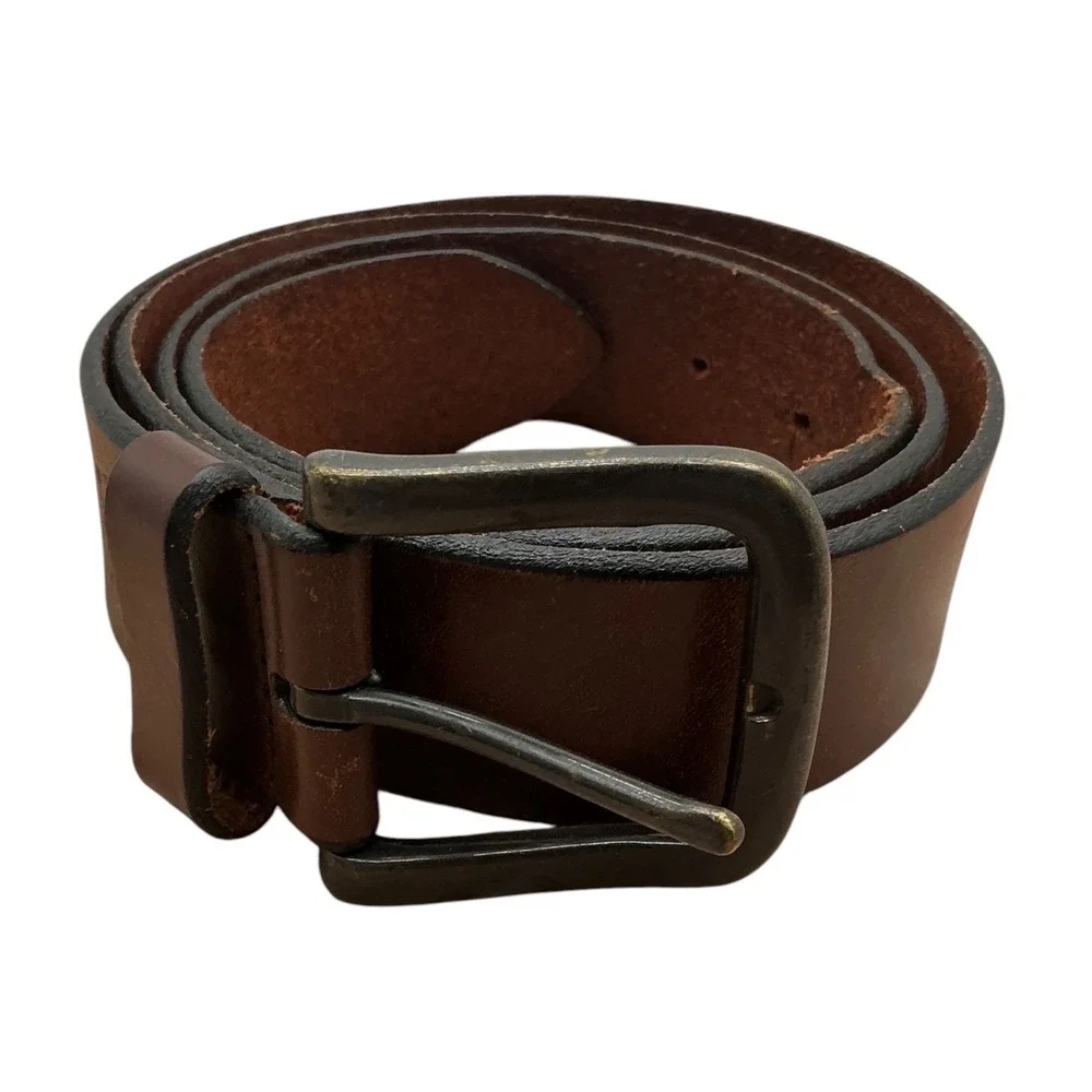 Levis Brown‎ Genuine Leather Belt Antique Brass Buckle Size 42 11LV0295